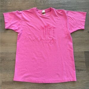 Mirage Las Vegas Vintage 90s Single Stich Neon Pink Embroidered Palm Tree Shirt